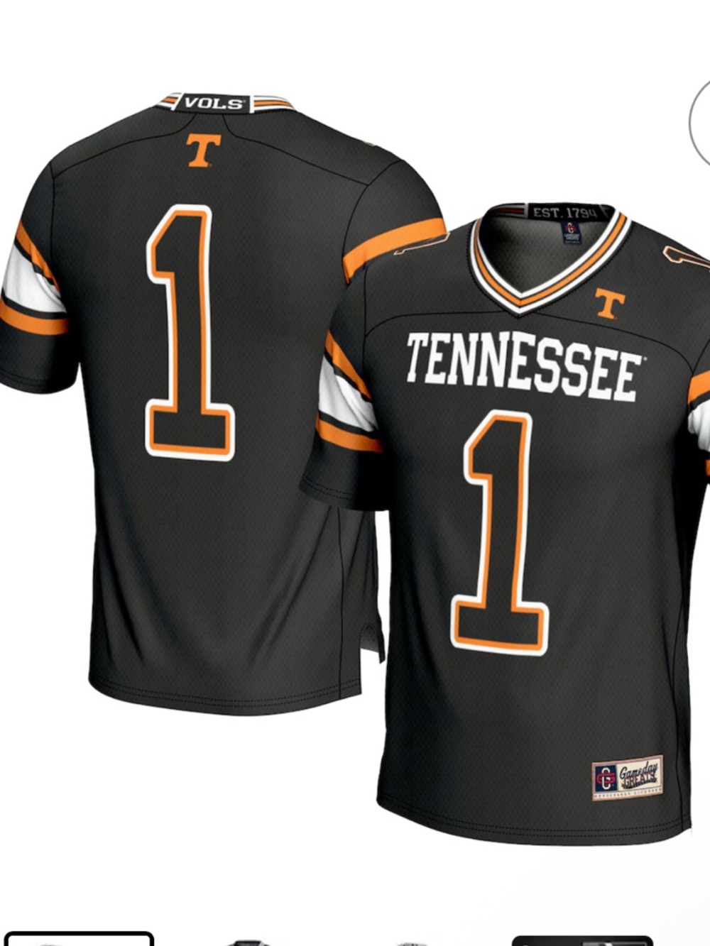 Tennessee Volunteers Gameday Greats Jersey - Black & Orange